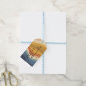 Boho Retro Script Abstracte Golvende Lijnen Geel B Cadeaulabel (Met Touw)