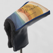 Boho Retro Script Abstracte Golvende Lijnen Geel B Golfheadcover (3/4 voorkant)