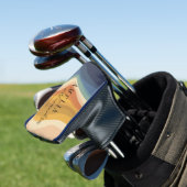 Boho Retro Script Abstracte Golvende Lijnen Geel B Golfheadcover (Insitu)