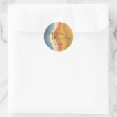 Boho Retro Script Abstracte Golvende Lijnen Geel B Ronde Sticker (Tas)