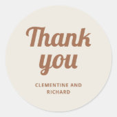 Boho Retro Script | Bruiloft dank u Ronde Sticker (Voorkant)