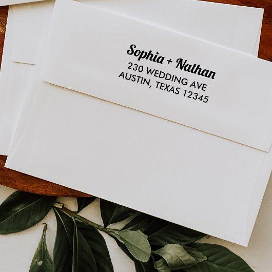 Boho Retro Script | Bruiloft retouradres Zelfinktende Stempel