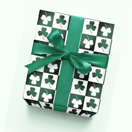 Boho Retro Shamrock Klaver Bladpatronen Bloemen Cadeaupapier