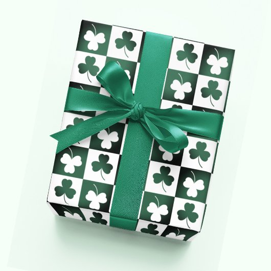Boho Retro Shamrock Klaver Bladpatronen Bloemen Cadeaupapier