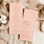 Boho Retro Sinaasappel bruiloft Programmakaart