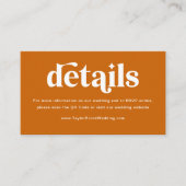 Boho Retro Sinaasappel Bruiloft Website Informatiekaartje (Voorkant)