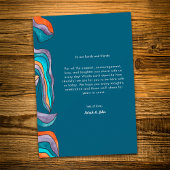 Boho Retro Sinaasappel en Blue Typography Wavy Lin Bedankkaart