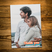 Boho Retro Sinaasappel en Blue Typography Wavy Lin Bedankkaart