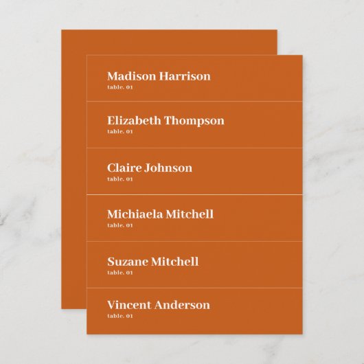 Boho Retro Sinaasappel Trouwplaats Kaart DIY (Voorkant / Achterkant)