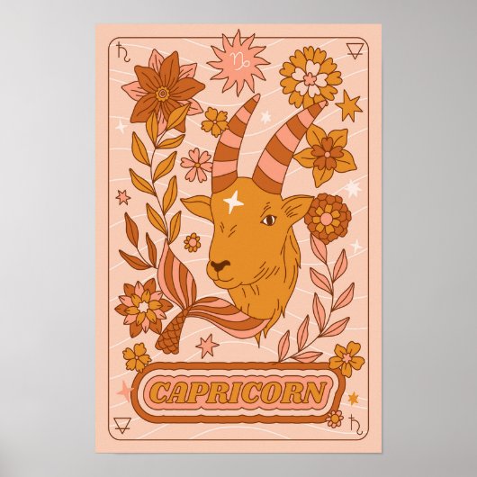 Boho Retro Steenbok Zodiac Poster (Voorkant)