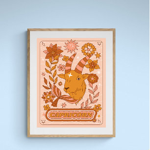Boho Retro Steenbok Zodiac Poster