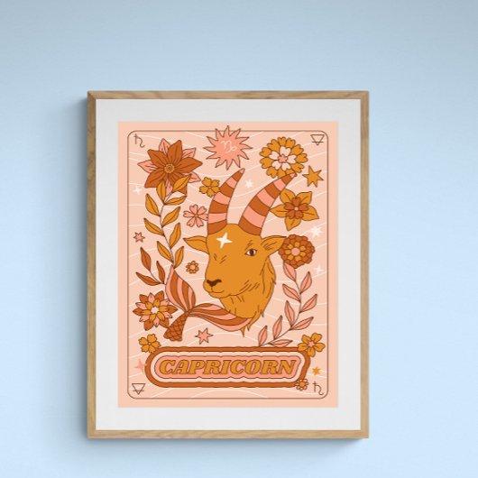 Boho Retro Steenbok Zodiac Poster