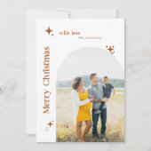 Boho Retro Sterren Minimalistische Foto Kerstfamil Feestdagenkaart (Voorkant)