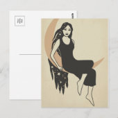 Boho retro stert lange haarhalve maan briefkaart (Voorkant / Achterkant)