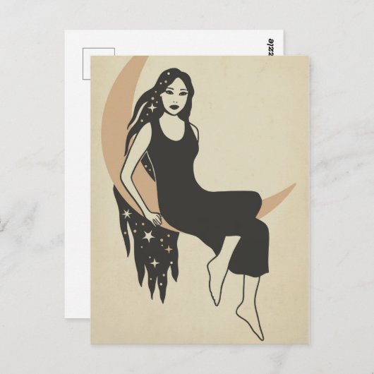 Boho retro stert lange haarhalve maan briefkaart (Voorkant / Achterkant)