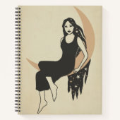 Boho retro stert lange haarhalve maan notitieboek (Voorkant)