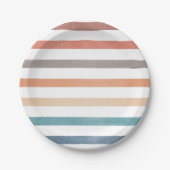 Boho Retro Strepen Patroon Papieren Bordje (Voorkant)