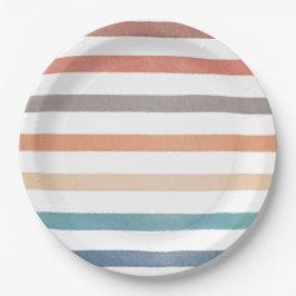 Boho Retro Strepen Patroon Papieren Bordje