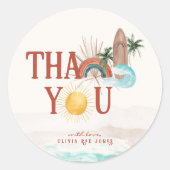 Boho Retro Summer Surf | Dank je  Ronde Sticker (Voorkant)