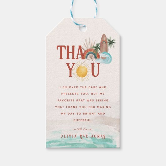 Boho Retro Summer Surf | Dank u wel Cadeaulabel (Voorkant)