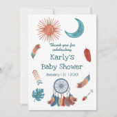 Boho Retro Sun Moon Baby shower Bedankkaart (Voorkant)