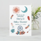 Boho Retro Sun Moon Baby shower Bedankkaart (Staand voorkant)