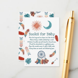Boho Retro Sun Moon Baby shower Books for Baby Enc Informatiekaartje