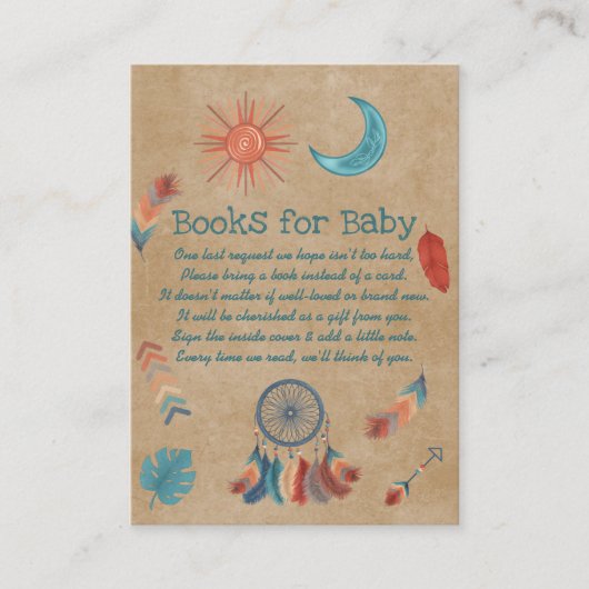 Boho Retro Sun Moon Baby shower Books for Baby Informatiekaartje (Voorkant)