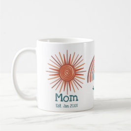 Boho Retro Sun Rainbow Moon Mam opgericht Koffiemok