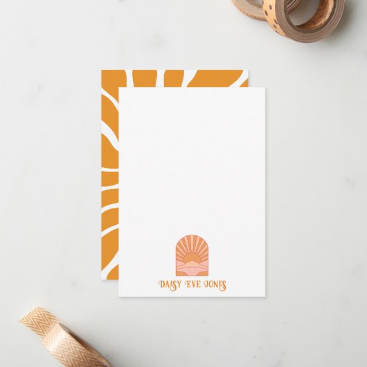 Boho Retro Sunrise Flat Note Kaart Notitiekaartje (Voorkant / Achterkant in situ)