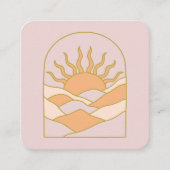 Boho Retro Sunrise Mountains Vierkante Visitekaartje (Voorkant)