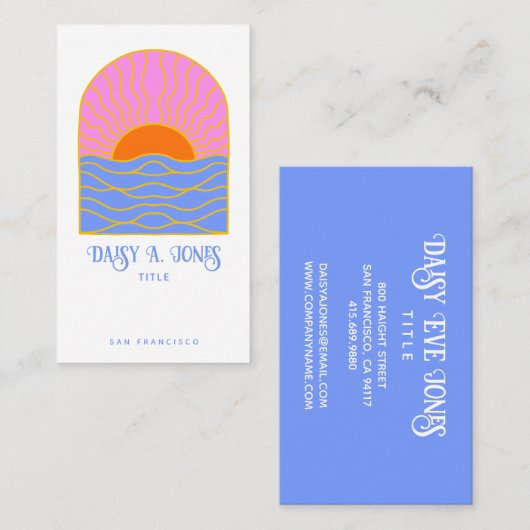 Boho Retro Sunrise Visitekaartje (Voorkant / Achterkant)