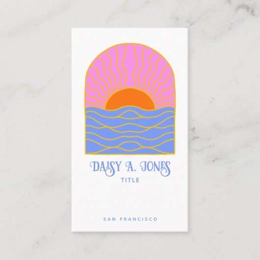 Boho Retro Sunrise Visitekaartje (Voorkant)
