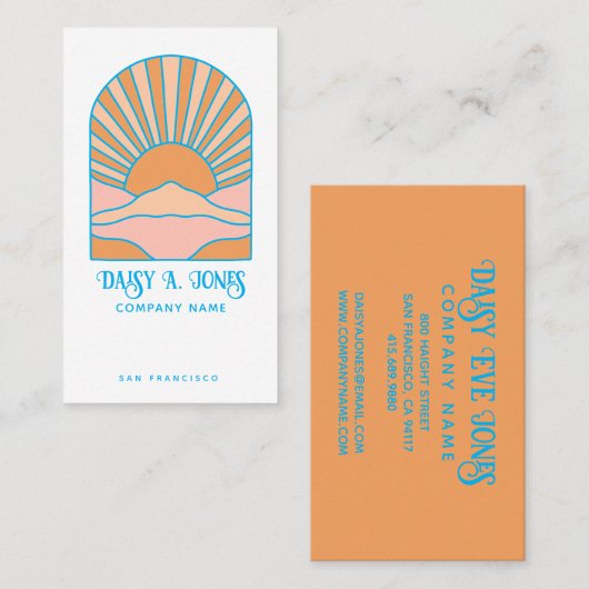 Boho Retro Sunrise Visitekaartje (Voorkant / Achterkant)
