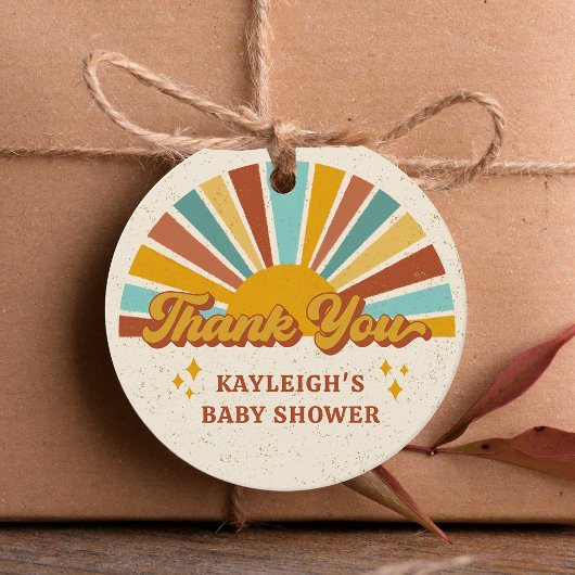 Boho Retro Sunshine Baby shower Bedankjes Labels
