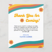 Boho Retro Sunshine Baby shower Dank u kaart (Voorkant)
