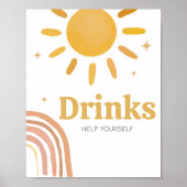 Boho Retro Sunshine Baby shower Drinken Poster (Voorkant)