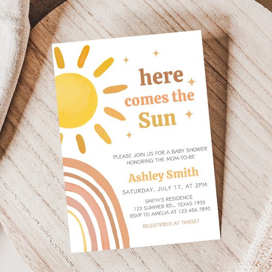 Boho Retro Sunshine Baby shower Kaart