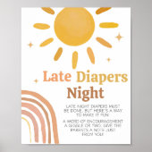 Boho Retro Sunshine Baby shower Late Night Luiers Poster (Voorkant)