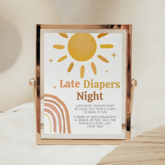 Boho Retro Sunshine Baby shower Late Night Luiers Poster