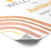 Boho Retro Sunshine Baby shower Welkom Poster (Hoek)