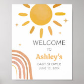 Boho Retro Sunshine Baby shower Welkom Poster (Voorkant)