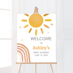 Boho Retro Sunshine Baby shower Welkom Poster