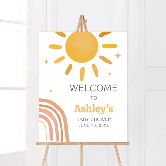 Boho Retro Sunshine Baby shower Welkom Poster
