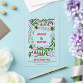 Boho retro takken en folklore bloemen bruiloft acryl uitnodigingen (Insitu (Huwelijk))