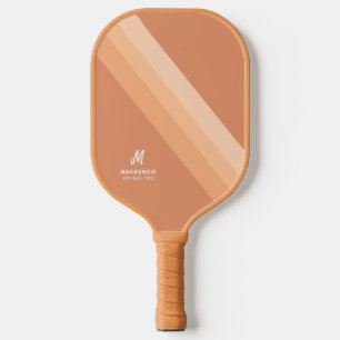 Boho Retro Tan Terracotta Monogrammed Pickleball Paddle
