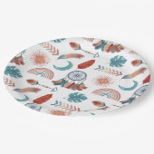 Boho Retro Tekeningen Patroon Papieren Bordje (Gekanteld)