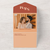 Boho Retro Terracotta foto bruiloft All In One Uitnodiging (Buitenkant)