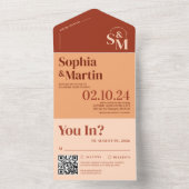 Boho Retro Terracotta foto bruiloft All In One Uitnodiging (Binnen)