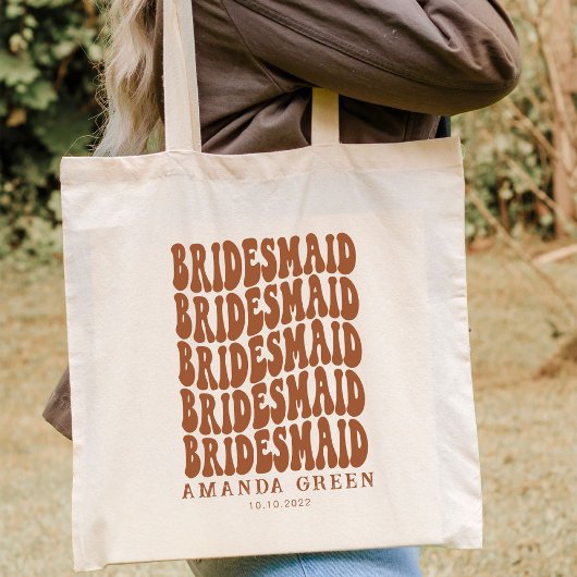 Boho Retro Terracotta Gepersonaliseerde Bacheloret Tote Bag